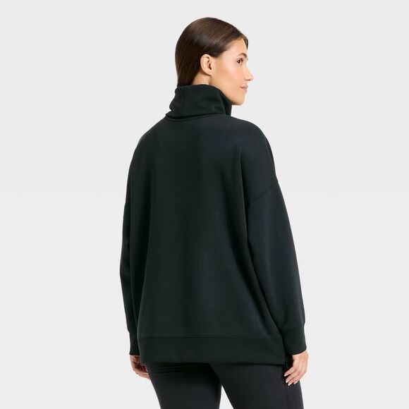 Women's Airy Sleek Funnel Neck Sweatshirt - All in Motion™ Black M - Picture 5 of 5